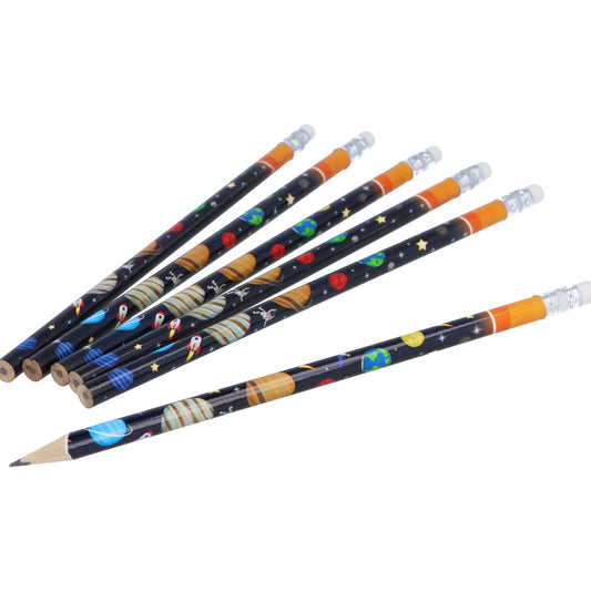 Space Pencils with Erasers (6 pieces) - PoundToys