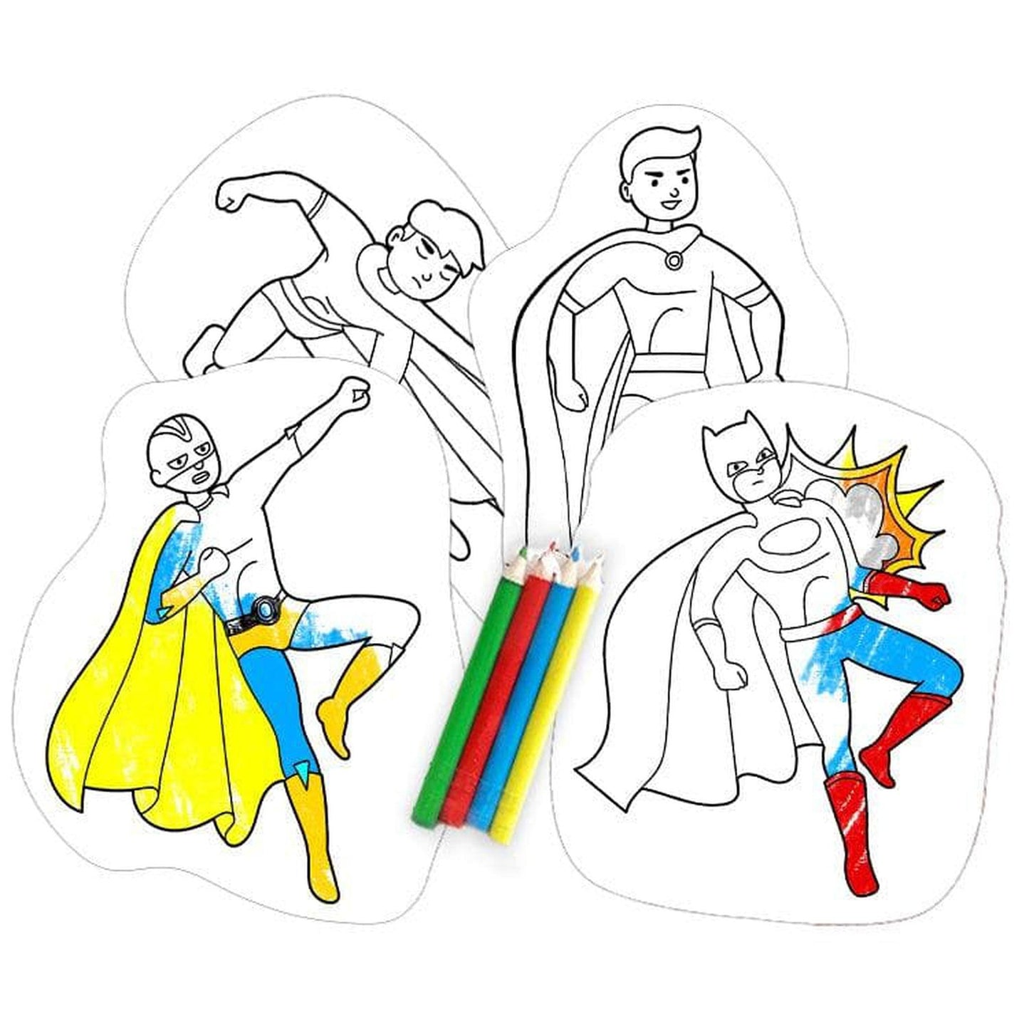 Super Hero 10 Colour In Shapes Set - PoundToys