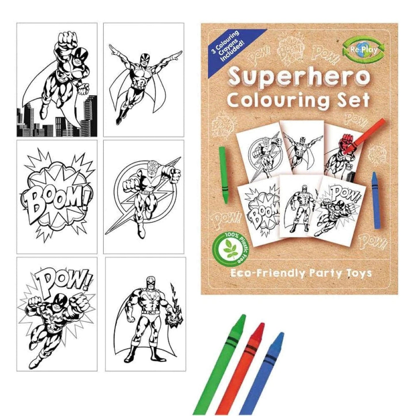 Superhero A6 Colouring Set Eco Friendly - PoundToys