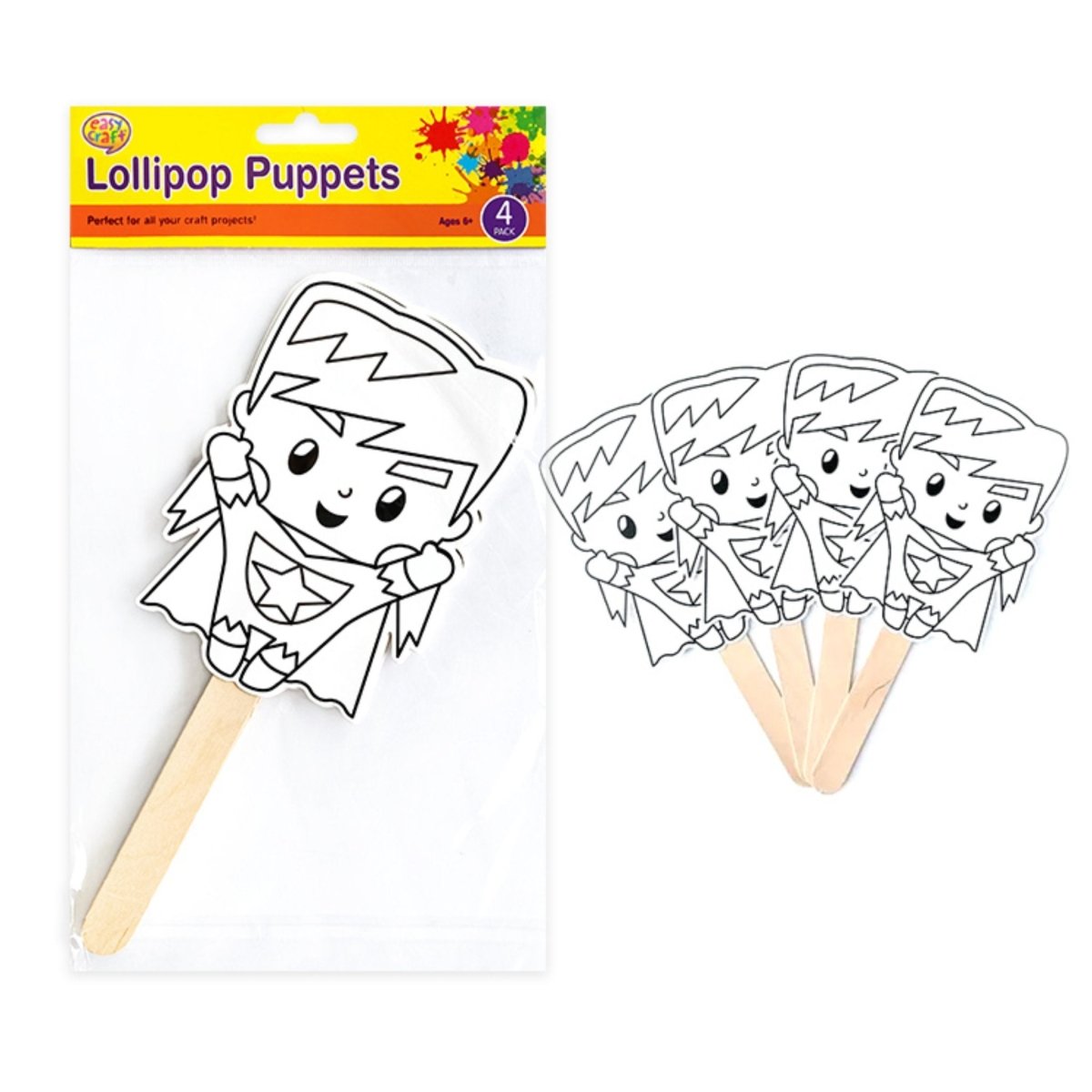 Superhero Lollipop Puppets 4 Pack - PoundToys