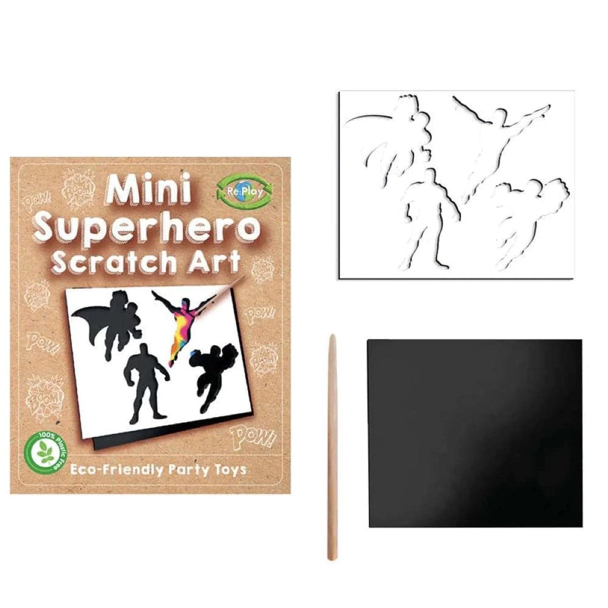 Superhero Mini Scratch Art Eco Friendly - PoundToys