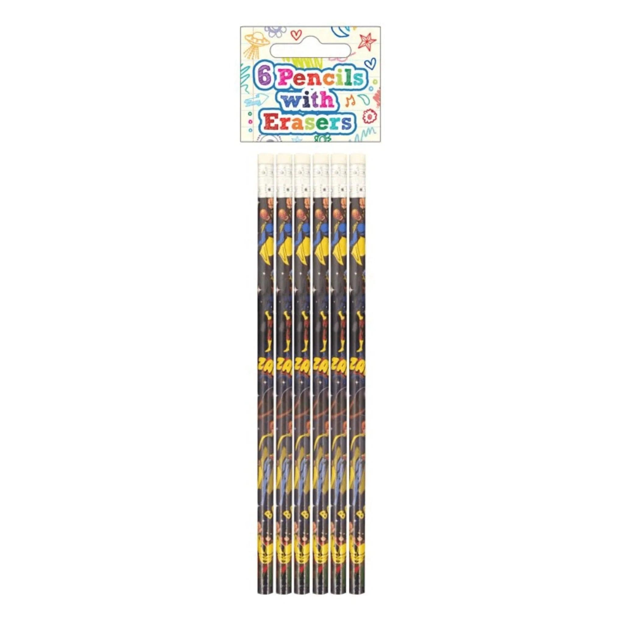 Superhero Pencils with Erasers (6 pieces) - PoundToys