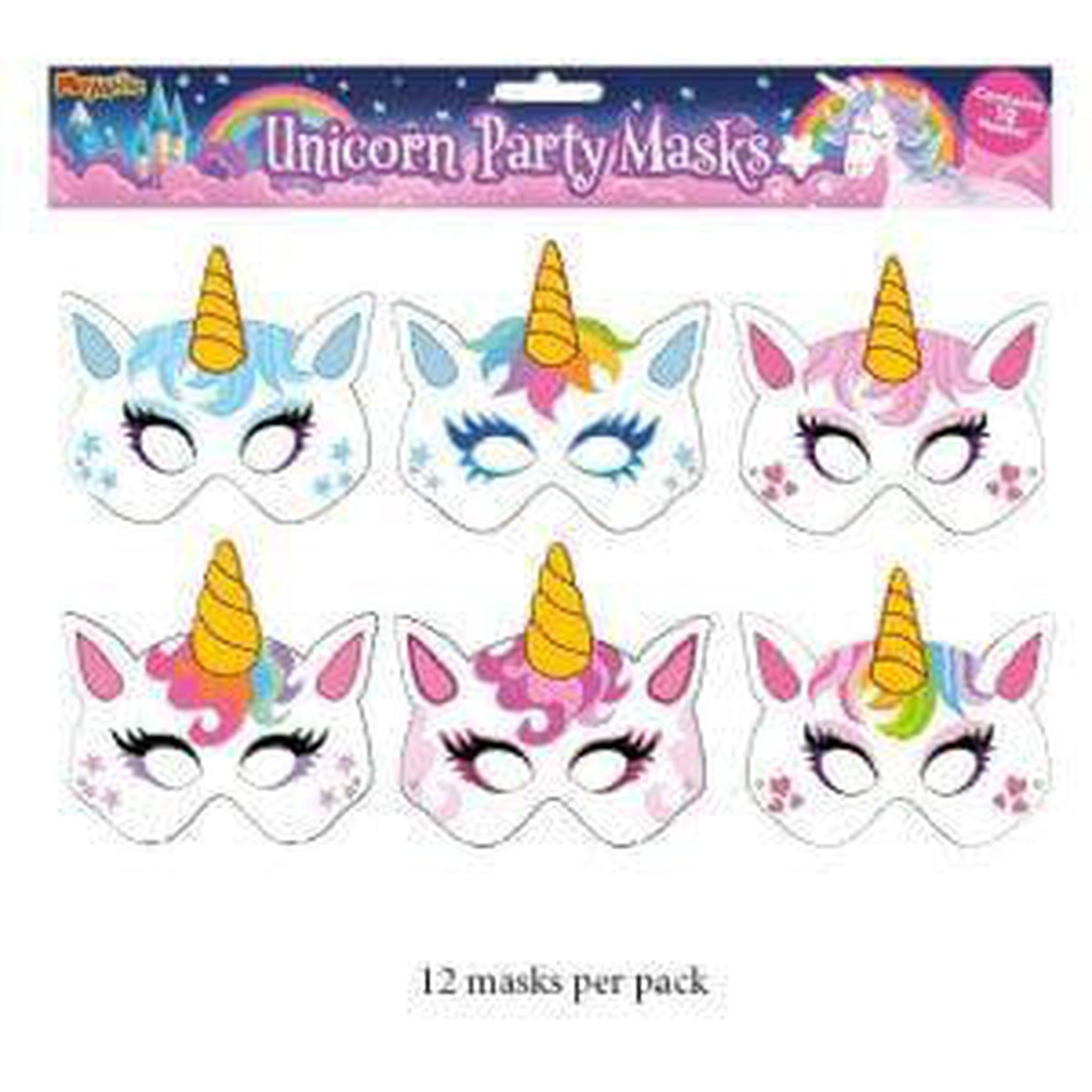 Unicorn 12P Pack Card Masks - PoundToys
