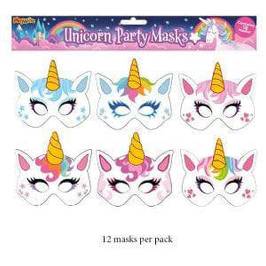 Unicorn 12P Pack Card Masks - PoundToys