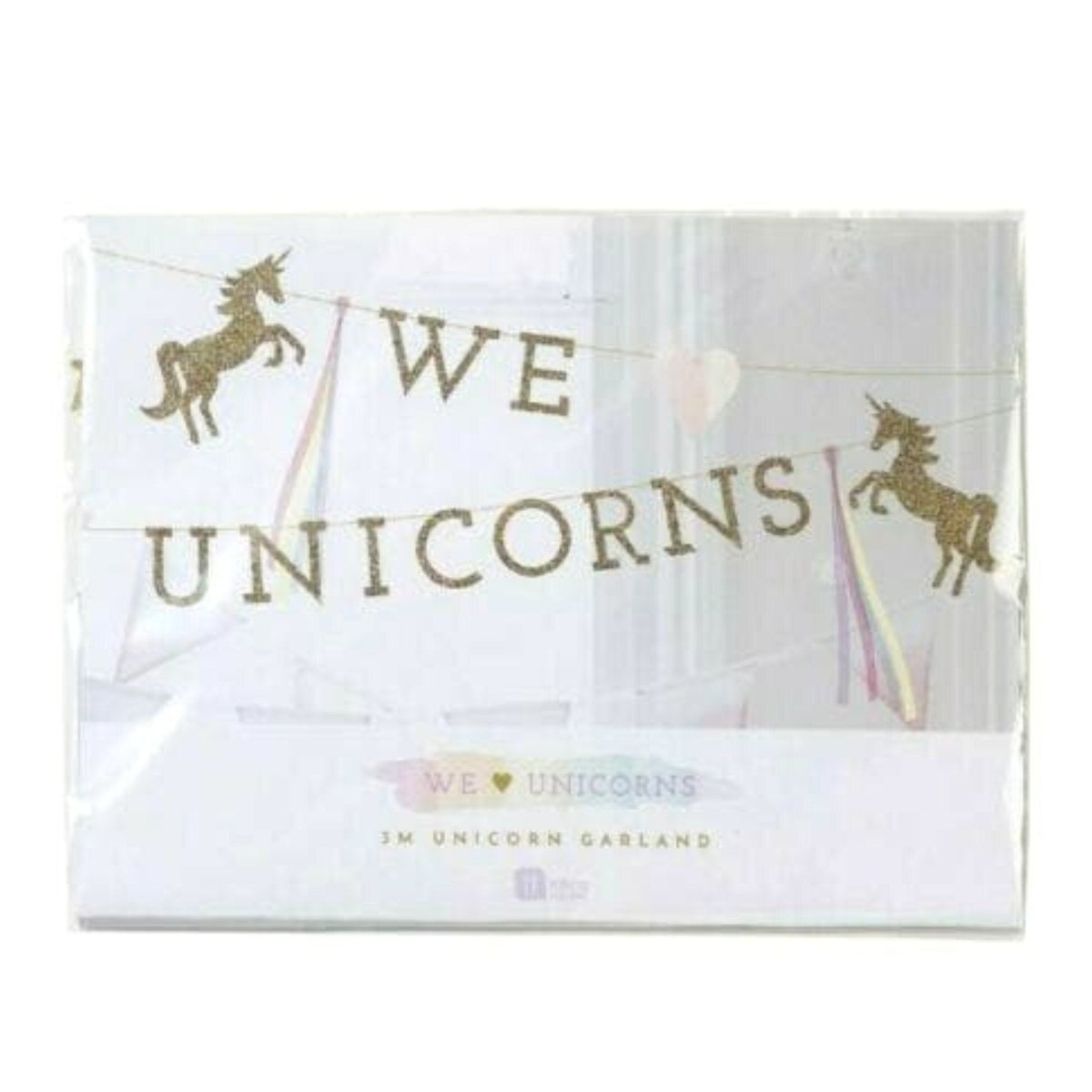 UNICORN GARLAND - 'We Love Unicorns' Bunting Banner - Birthday Party Decoration - PoundToys