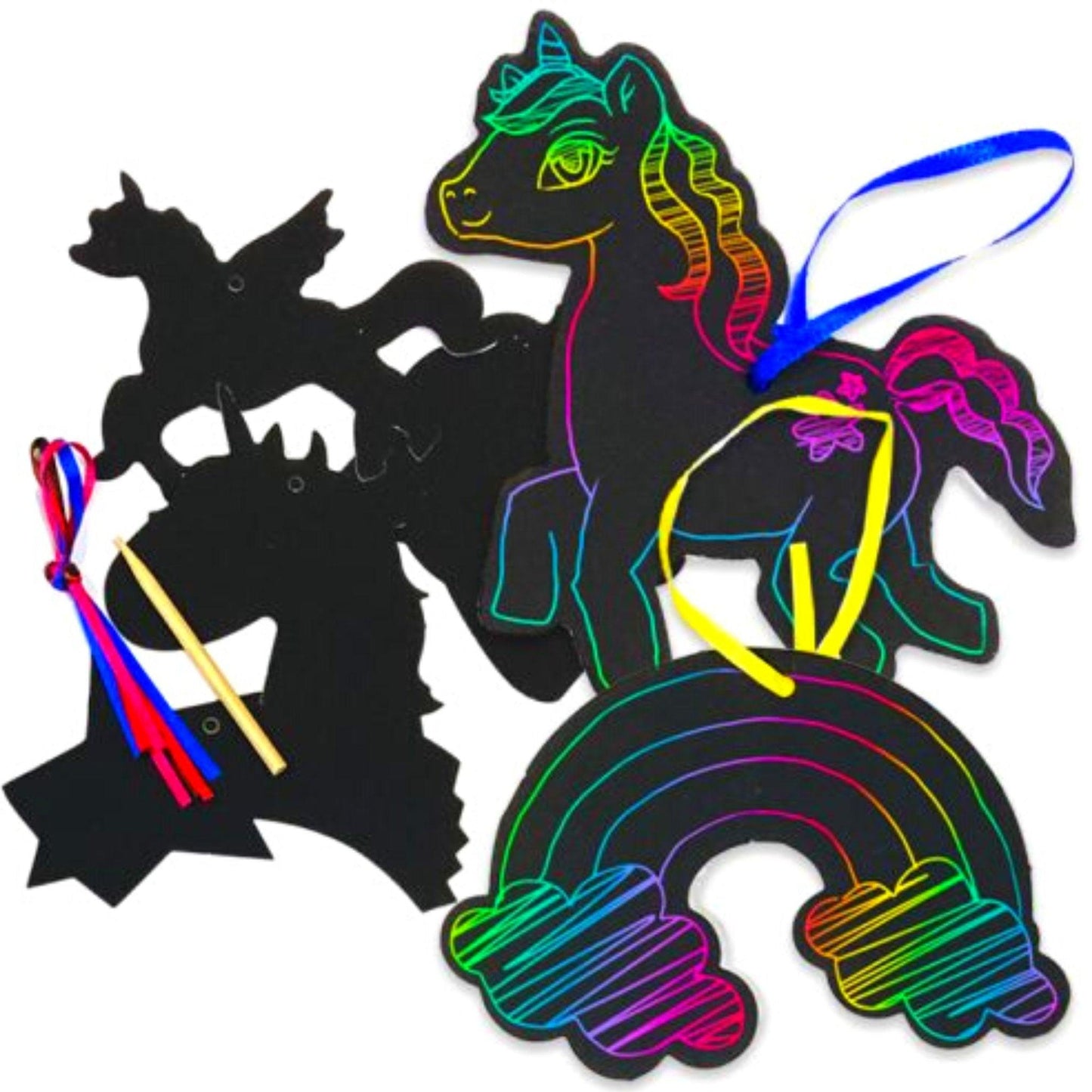 Unicorn Scratch Art Shapes x 6 - PoundToys