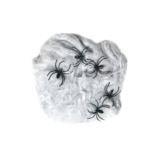 White Spiders Web (40g) with 5 Plastic Spiders - PoundToys