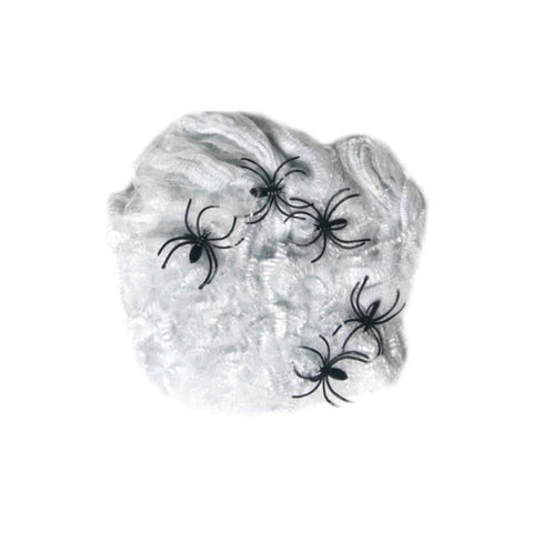 White Spiders Web (40g) with 5 Plastic Spiders - PoundToys