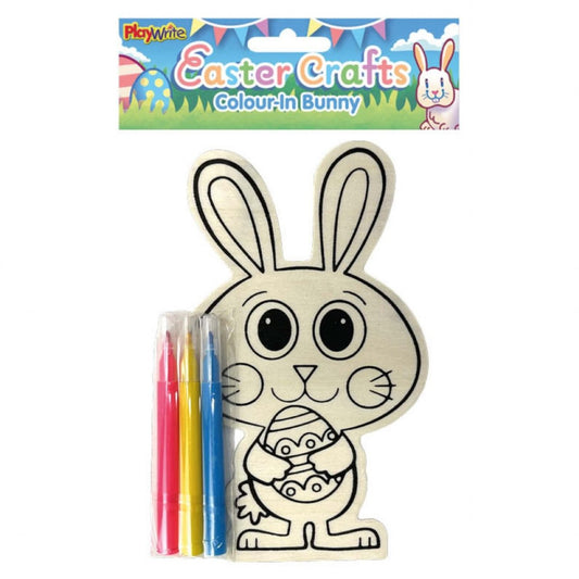 Wooden Easter Bunny Colour In With 3 Pack Of Pens - PoundToys