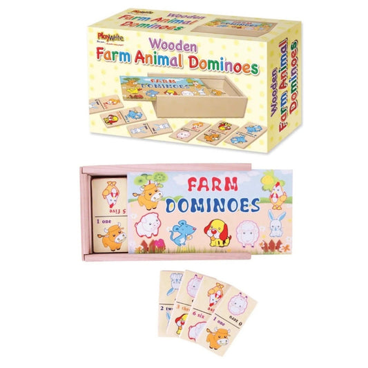 Wooden Farm Animal Dominoes 16x9cm - PoundToys