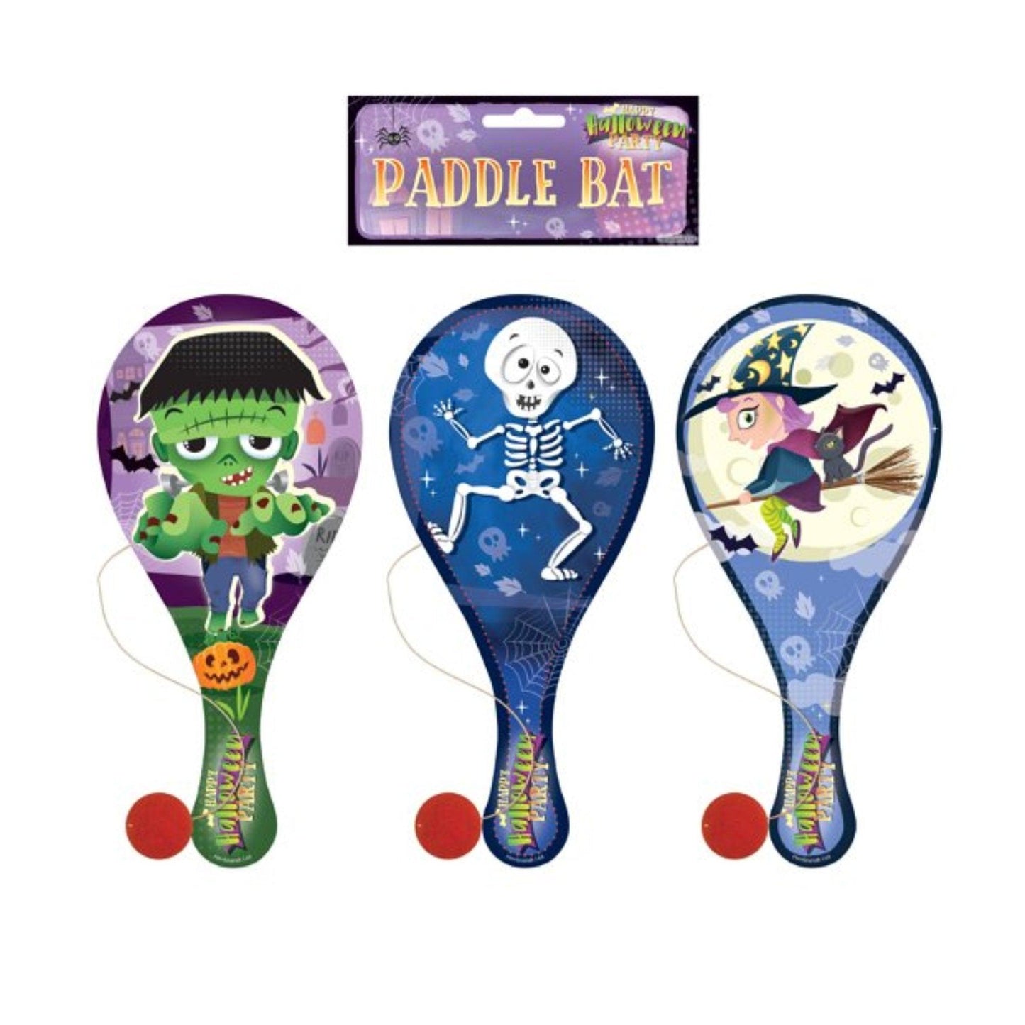 Wooden Halloween Paddle Bat and Ball Games (22cm) - PoundToys