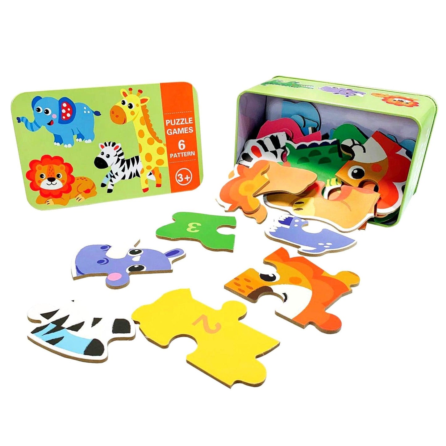 Wooden Jungle Animals Puzzles In A Tin - PoundToys