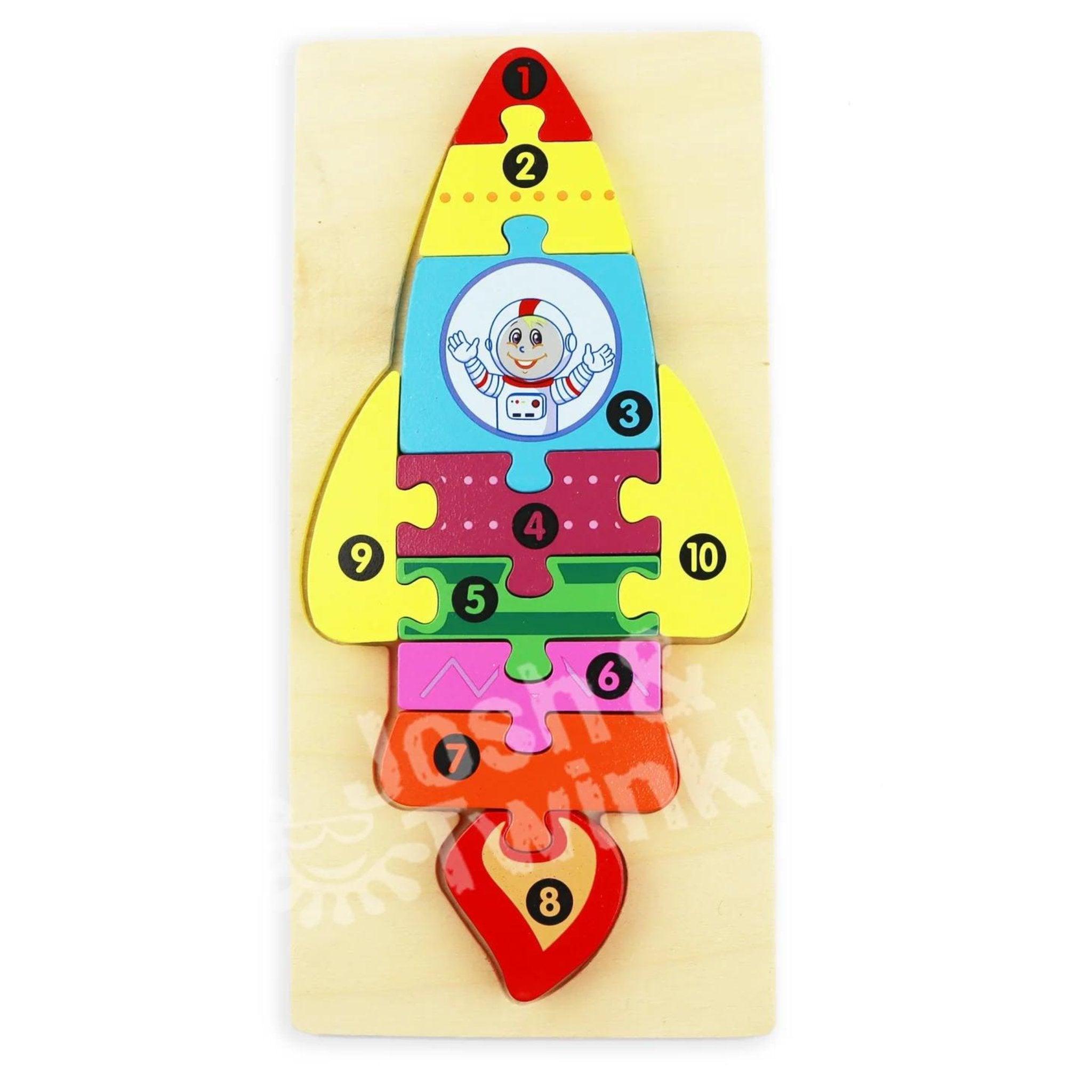 Wooden Maths Space Rocket Puzzle - PoundToys