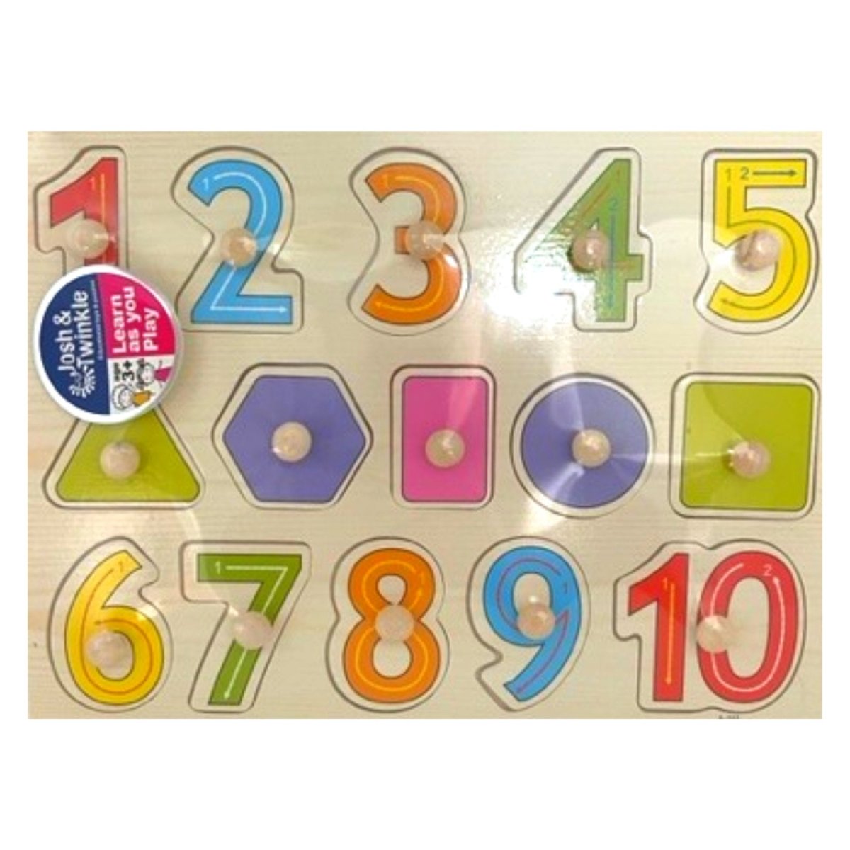 Wooden Numbers & Shapes Board - PoundToys