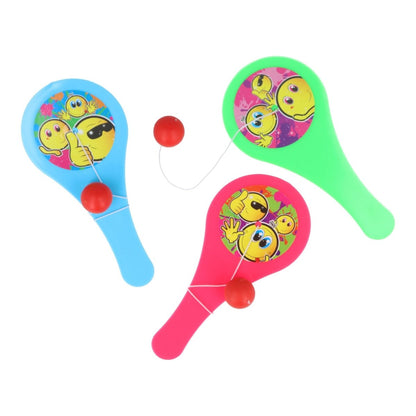 Yellow Smile Mini Paddle Bat and Ball Game - PoundToys